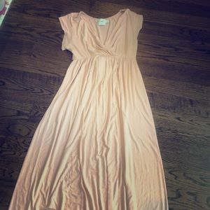 Light pink maternity cotton maxi dress
